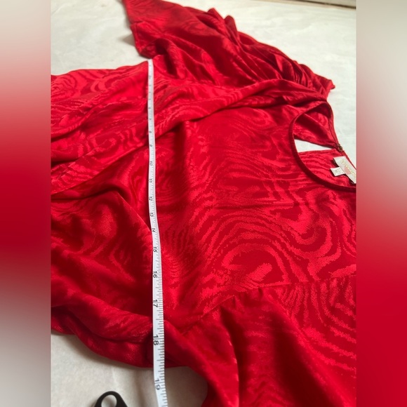 Ronny Kobo Womens Red Crew Neck Draped Open Back Silk Monet Top Size M - Picture 7 of 9